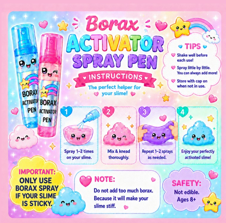 Slime Activator Spray Pens – 2 Pack Borax Slime Fix Set