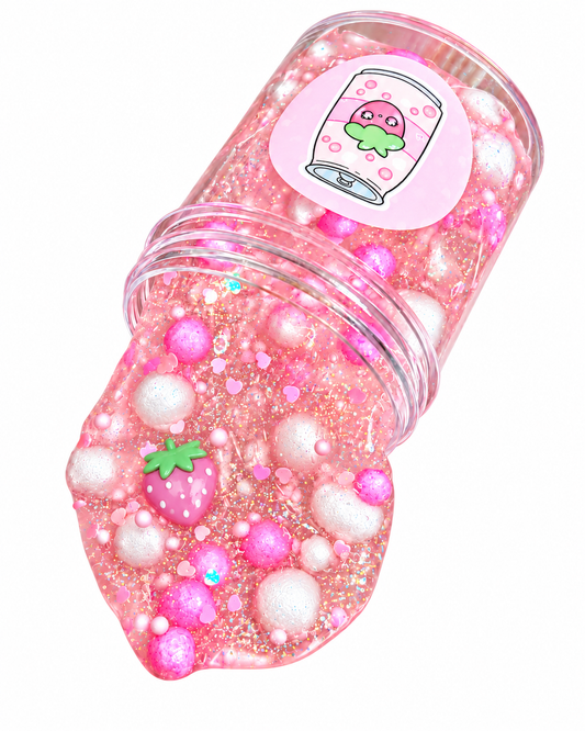 Strawberry Sparkling Soda – Handmade Scented Clear Foam Bead Slime