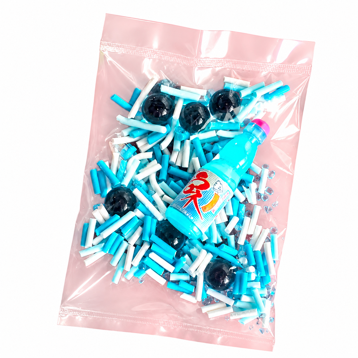 Blue Raspberry Ramune Slime – Thick Clear Glossy Slime with Charm