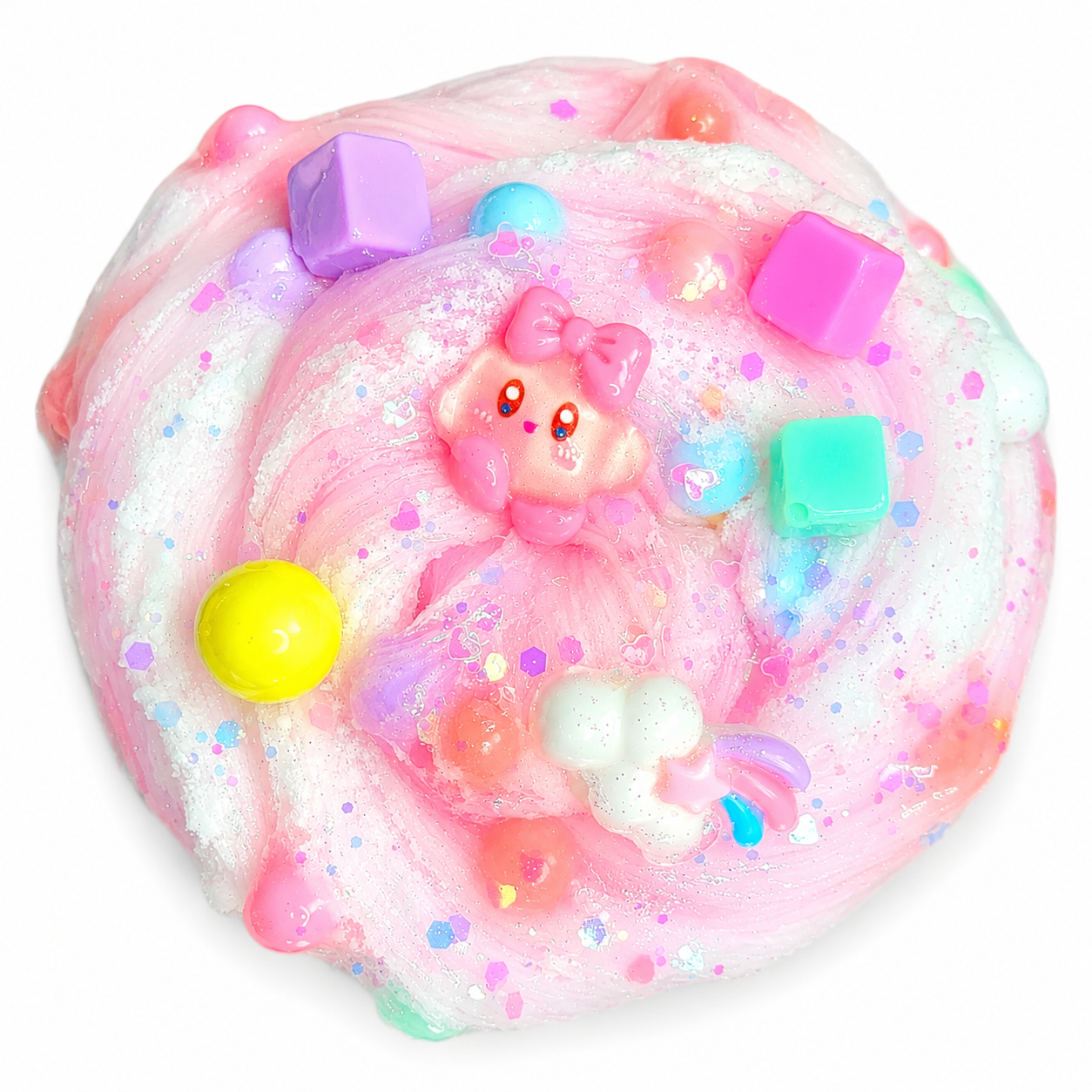 Candyland Clear Slime – Thick Glossy Slime with Charms & Cloud Topping