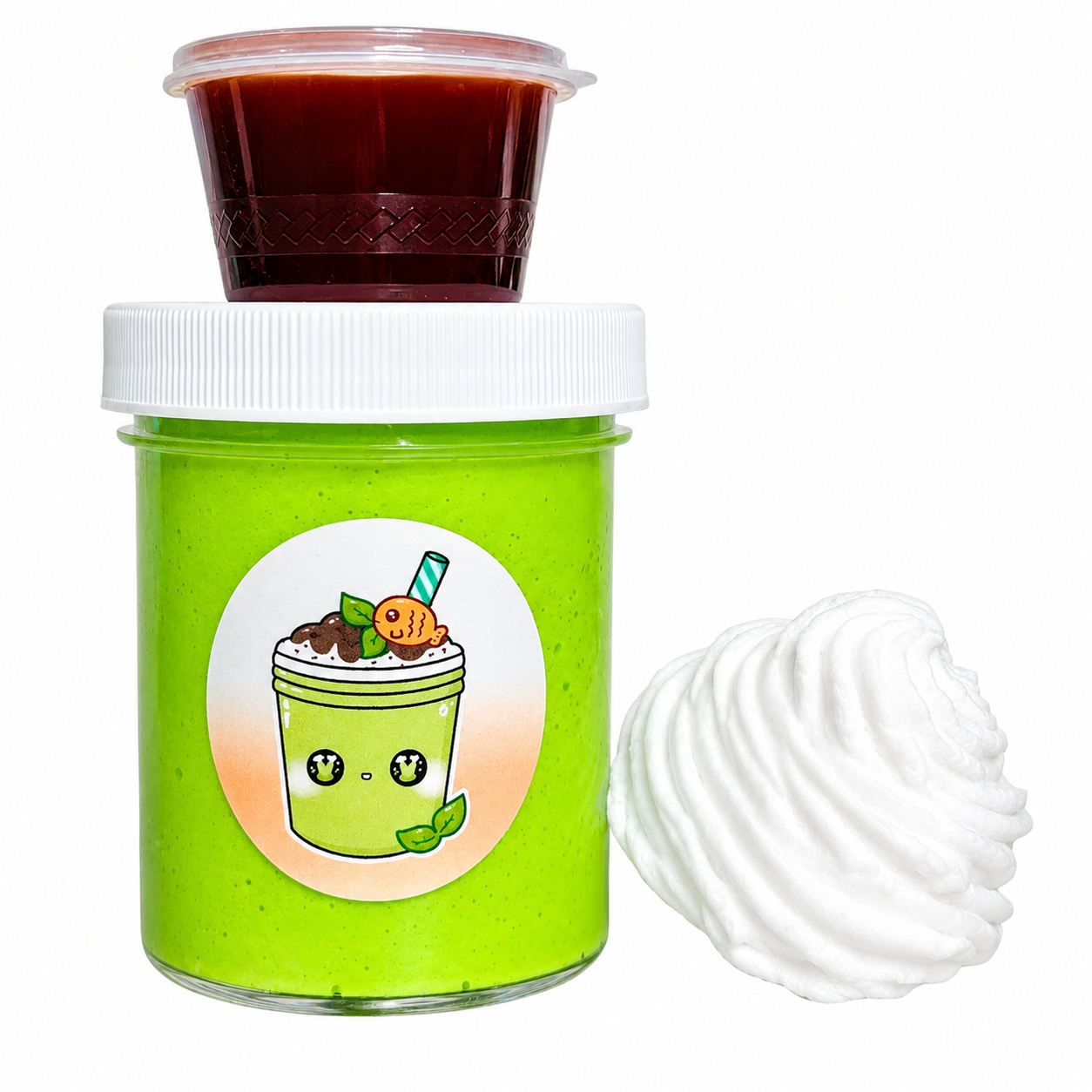 Matcha Sundae Slime – Butter Slime with Clay, Drizzle & Charms