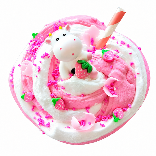 Strawberry Milk Shake Slime – Butter Slime with Clay, Charms & Straw