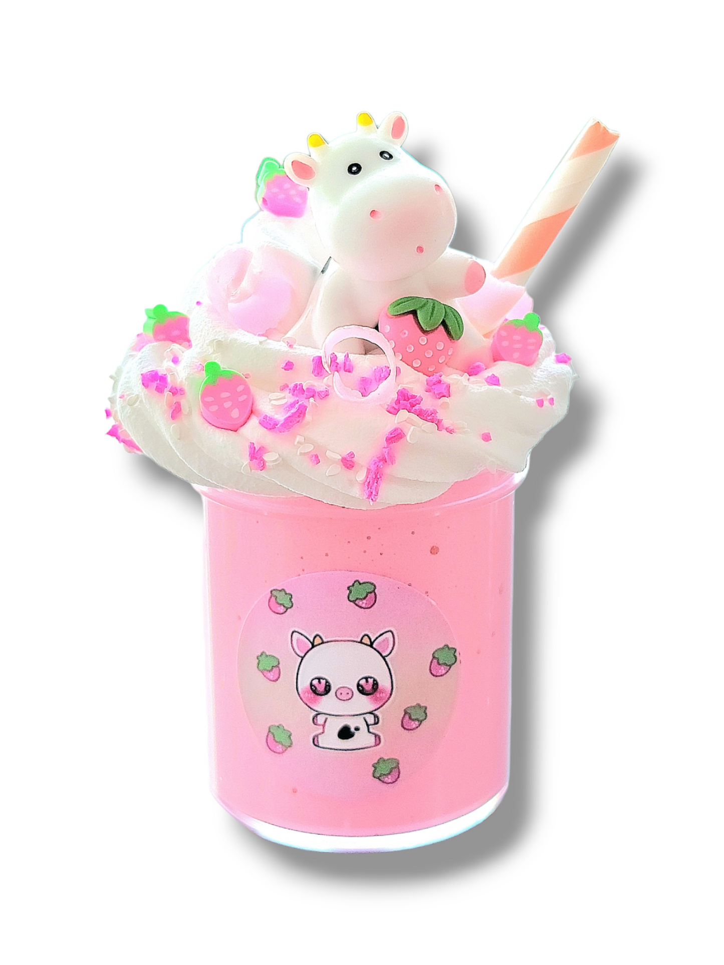 Strawberry MooShake Handmade Slime 6oz Slime by Hoshimi Slimes LLC | Hoshimi Slimes LLC