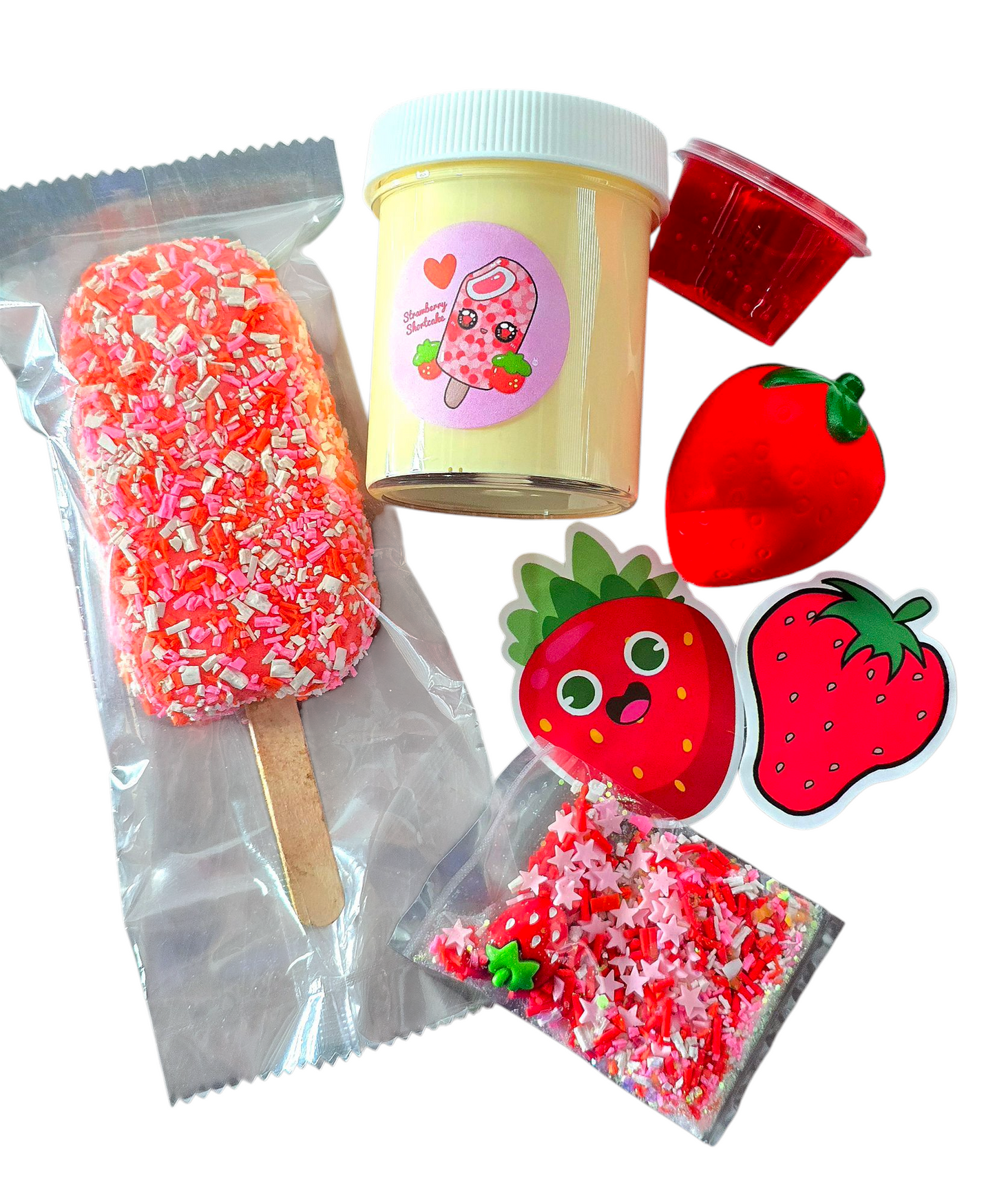 Strawberry Shortcake Crunch Bar DIY Slime Kit – Handmade Scented Butter & Slime with Clay Shortcake, Syrup & Sprinkles – Ages 8+ Sensory Craft - Hoshimi Slimes