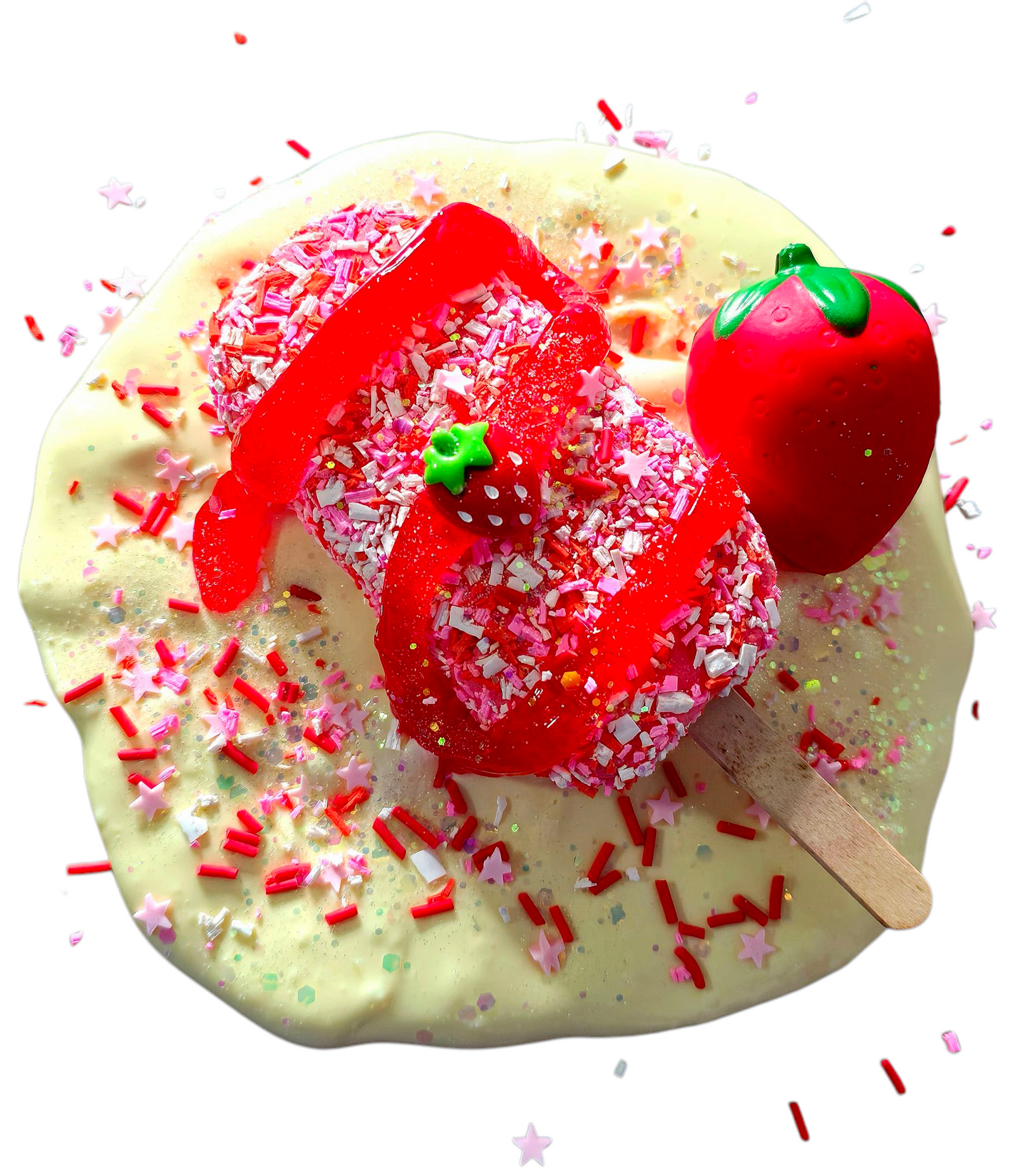 Strawberry Shortcake Crunch Bar DIY Slime Kit – Handmade Scented Butter & Slime with Clay Shortcake, Syrup & Sprinkles – Ages 8+ Sensory Craft - Hoshimi Slimes