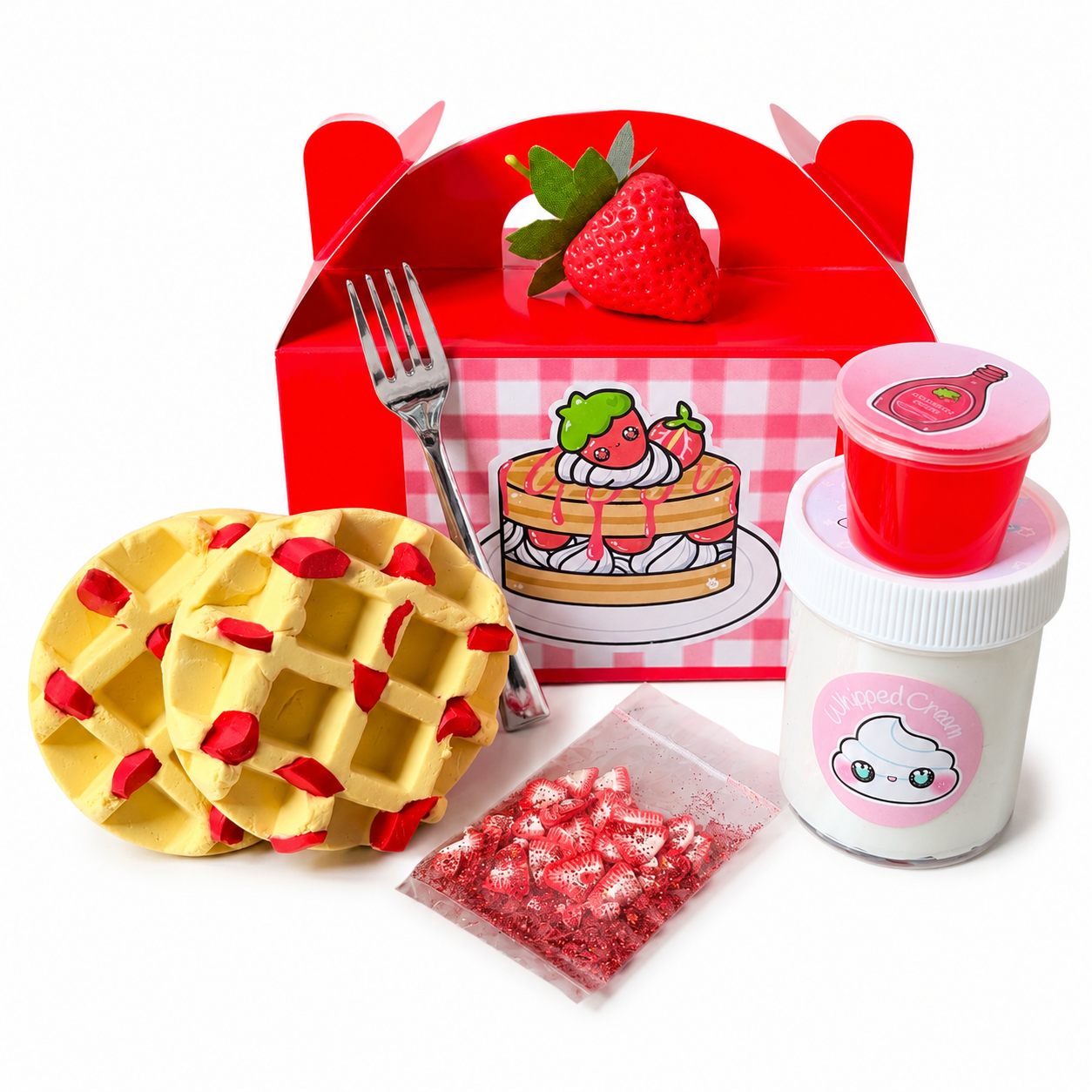 Strawberry Shortcake Waffle Slime Kit – DIY Butter Slime with Clay & Toppings