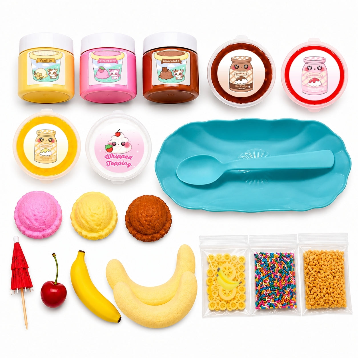 Banana Split DIY Slime Kit – Scented Handmade Dessert Slime Set & Gift Box