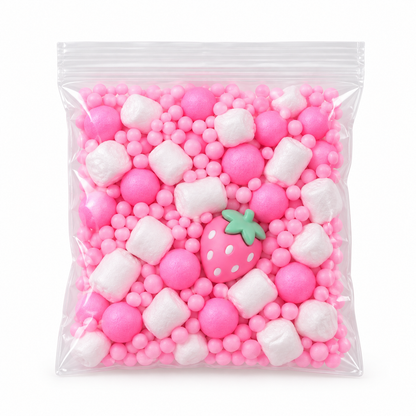 Strawberry Sparkling Soda – Handmade Scented Clear Foam Bead Slime