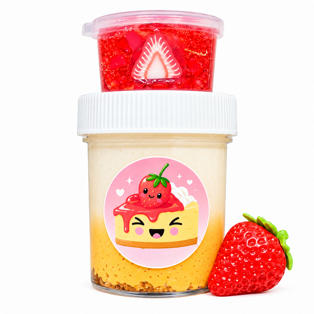 Strawberry Cheesecake Hybrid Slime – Clear, Snowfizz & Butter