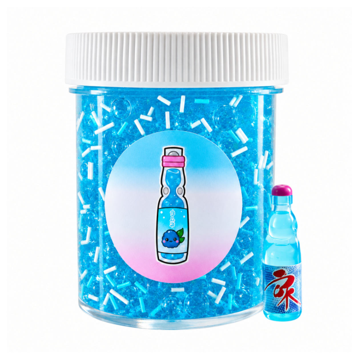 Blue Raspberry Ramune Slime – Thick Clear Glossy Slime with Charm