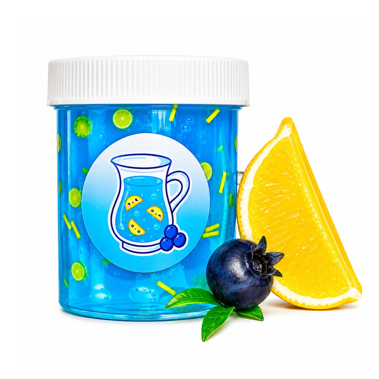 Blueberry Lemonade Slime – Clear Glossy Slime with Fruit Charms