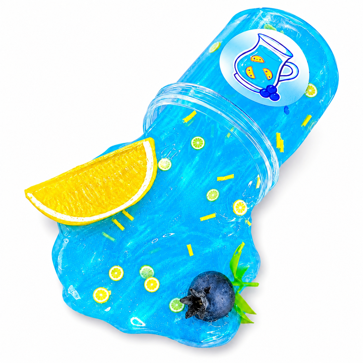 Blueberry Lemonade Slime – Clear Glossy Slime with Fruit Charms