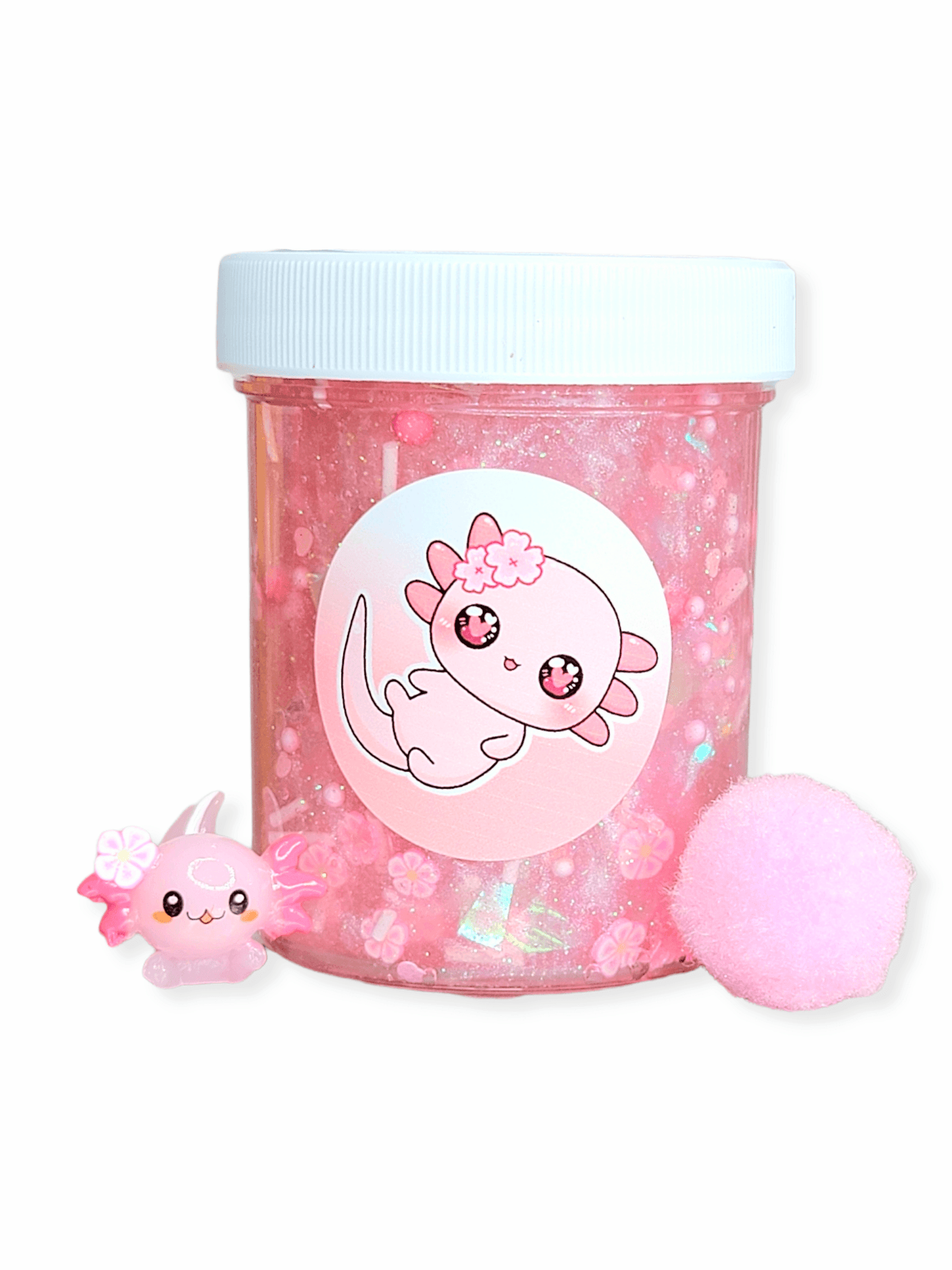 Pinky The Axolotl Handmade Clear Slime 4oz Slime by Hoshimi Slimes LLC | Hoshimi Slimes LLC