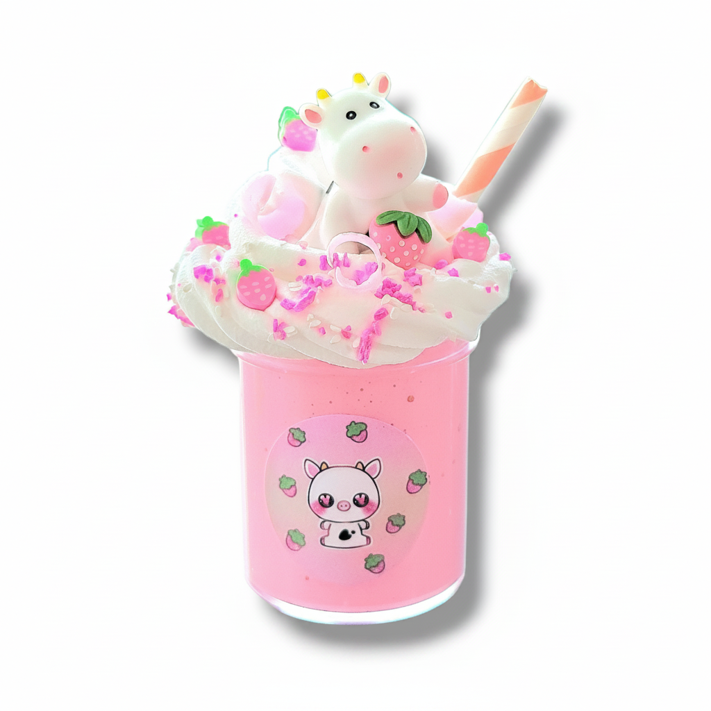 Strawberry MooShake Handmade Slime 6oz Slime by Hoshimi Slimes LLC | Hoshimi Slimes LLC