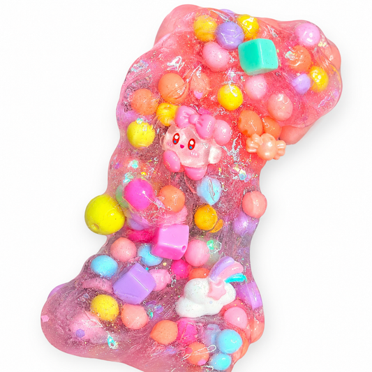 Candyland Clear Slime – Thick Glossy Slime with Charms & Cloud Topping