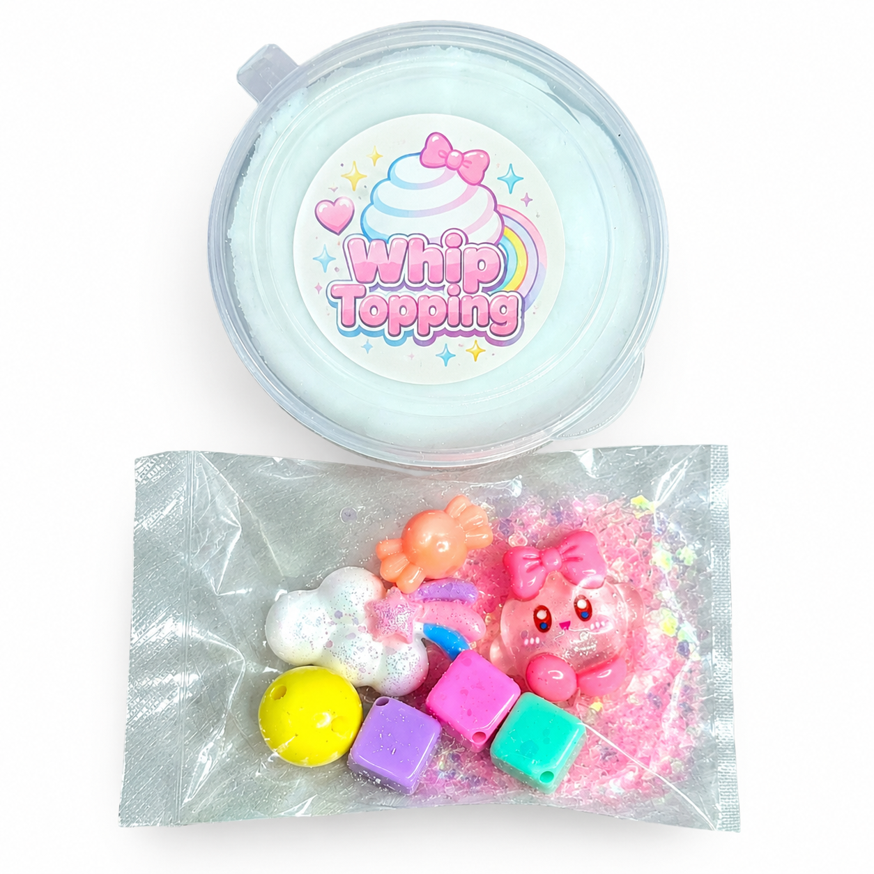 Candyland Clear Slime – Thick Glossy Slime with Charms & Cloud Topping