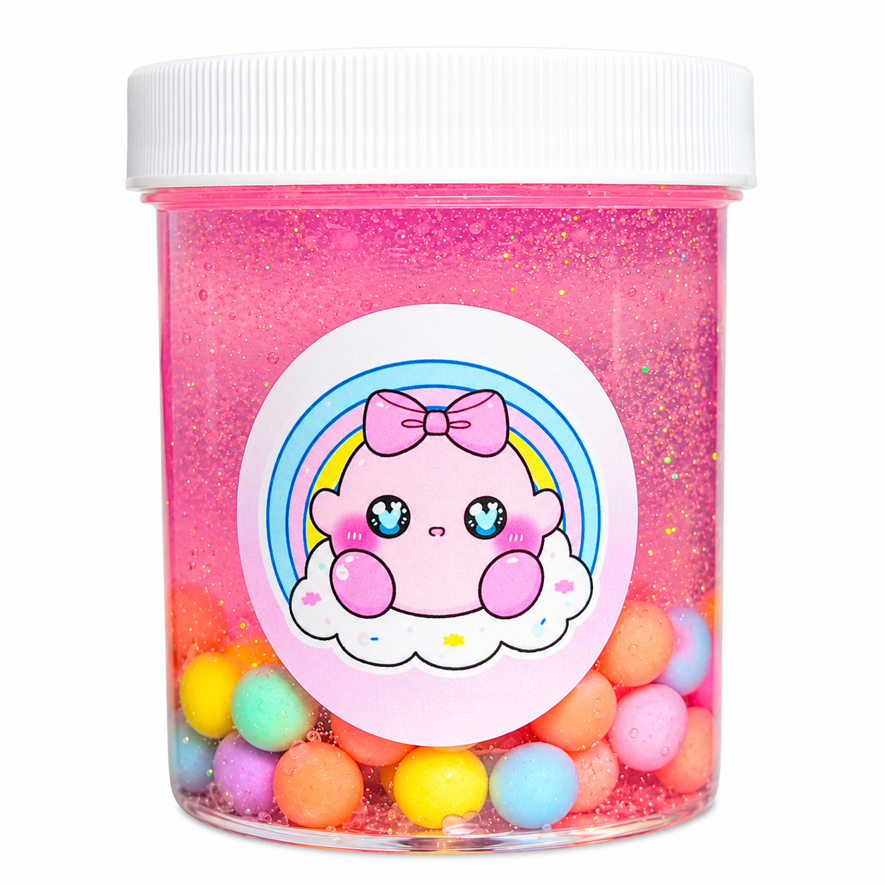 Candyland Clear Slime – Thick Glossy Slime with Charms & Cloud Topping