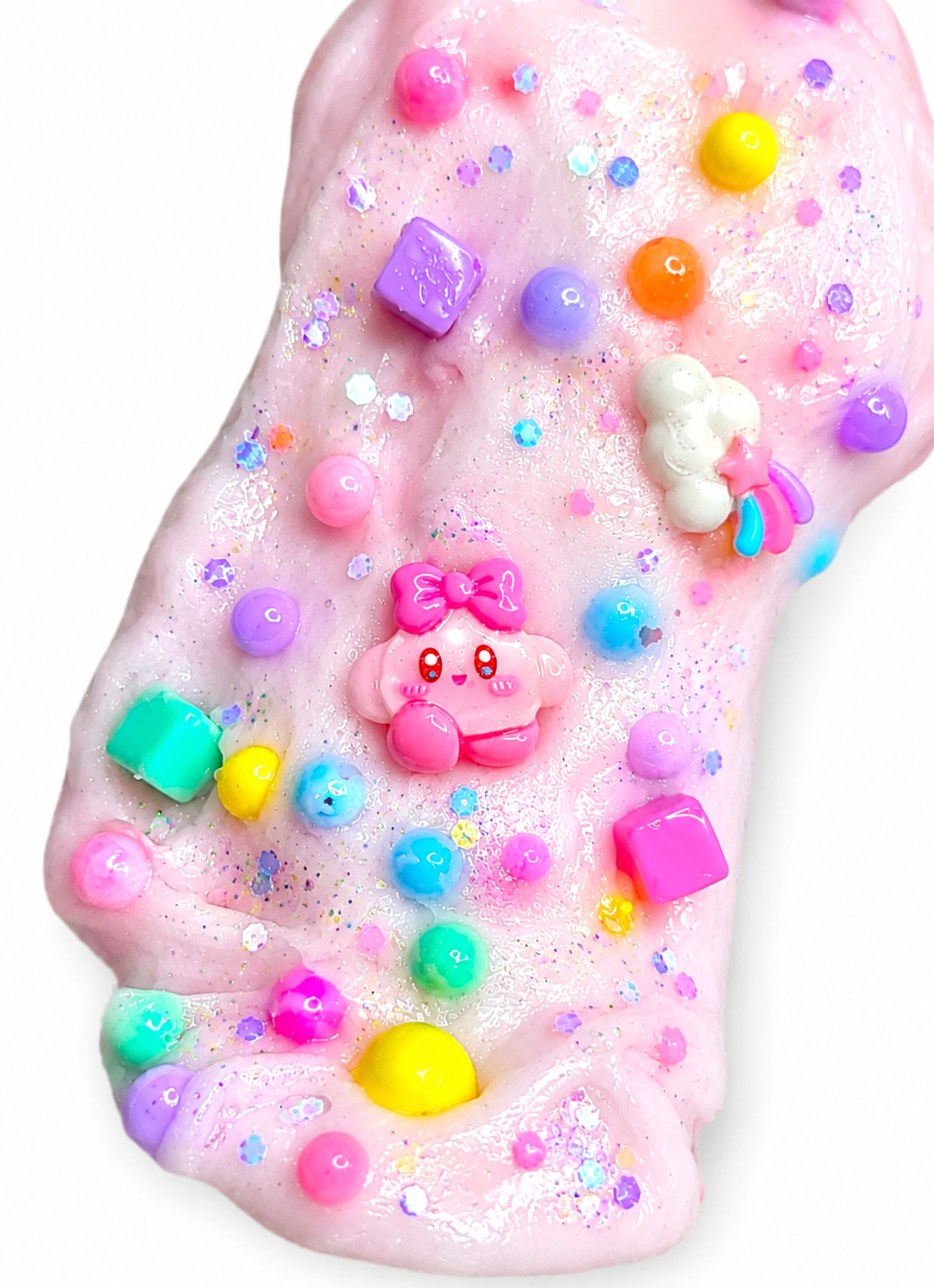 Candyland Clear Slime – Thick Glossy Slime with Charms & Cloud Topping