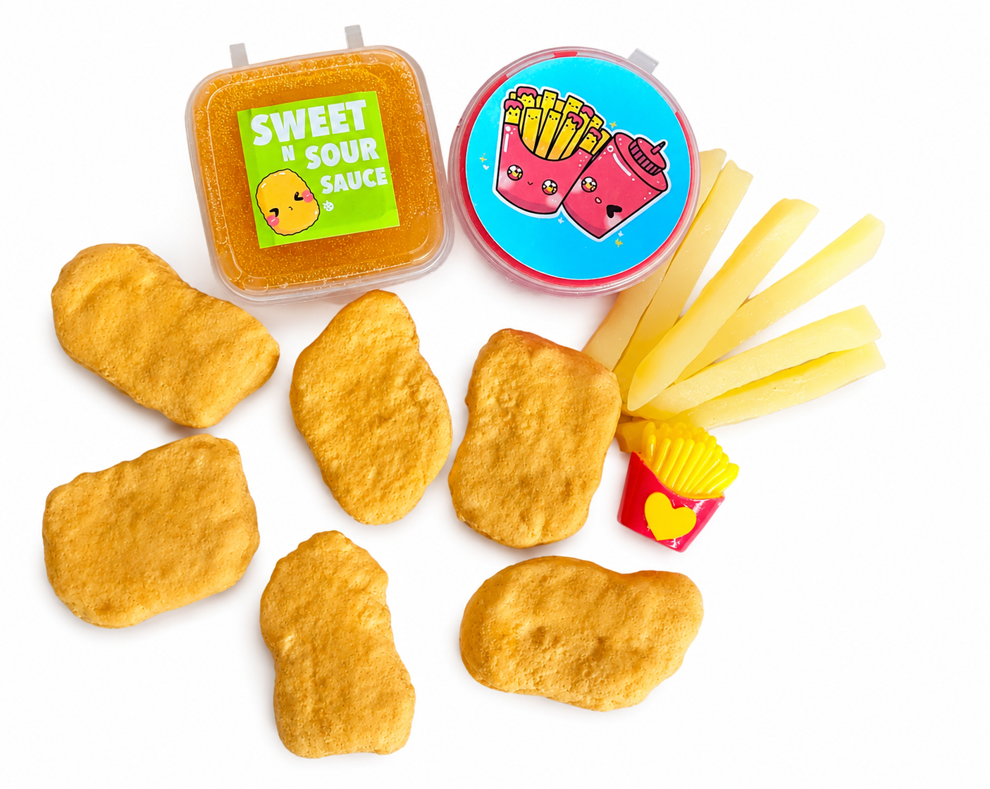 Chicken Nugget Slime Kit – 6pc DIY Butter Slime Set with Clay