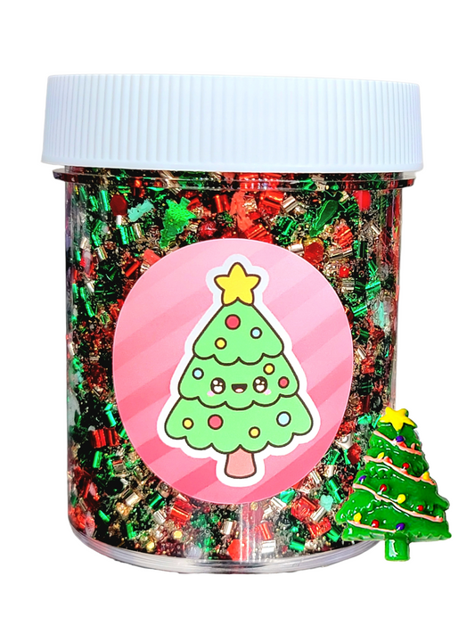 Christmas Tree Crunch Handmade Bingsu Slime – Crunchy Texture & Holiday Scented Slime for Ages 8+ – Sensory Play Toy - Hoshimi Slimes