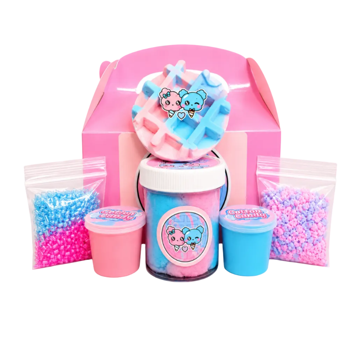 Cotton Candy Waffle Slime Kit – DIY Cloud Slime with Clay & Toppings