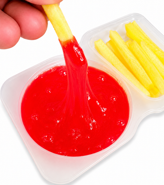 Fries & Ketchup Slime – Clear Slime with Charms & Add-Ins