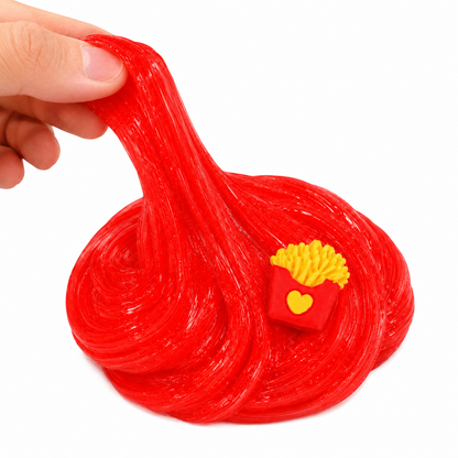 Fries & Ketchup Slime – Clear Slime with Charms & Add-Ins