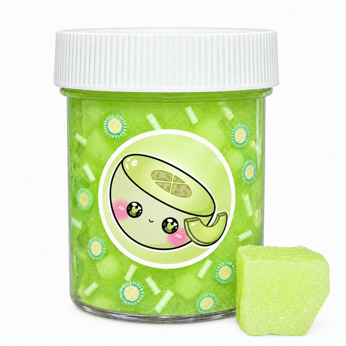 Honeydew Jelly Pop jelly cube slime jar with honeydew charm
