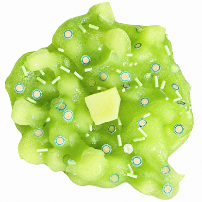 Honeydew Jelly Pop green jelly slime with squishable jelly cubes, honeydew fimo slices, and sprinkles