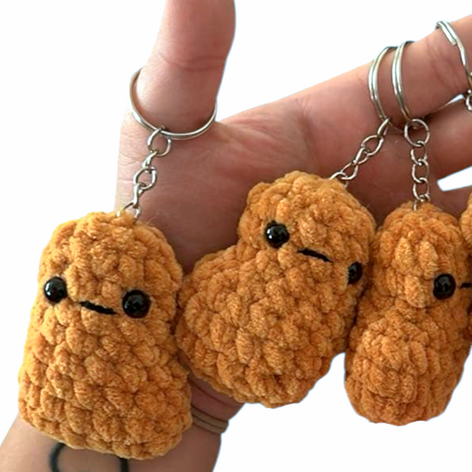 Kawaii Crocheted Chicken Nugget Keychain Crochet toy by Hoshimi Slimes LLC | Hoshimi Slimes LLC