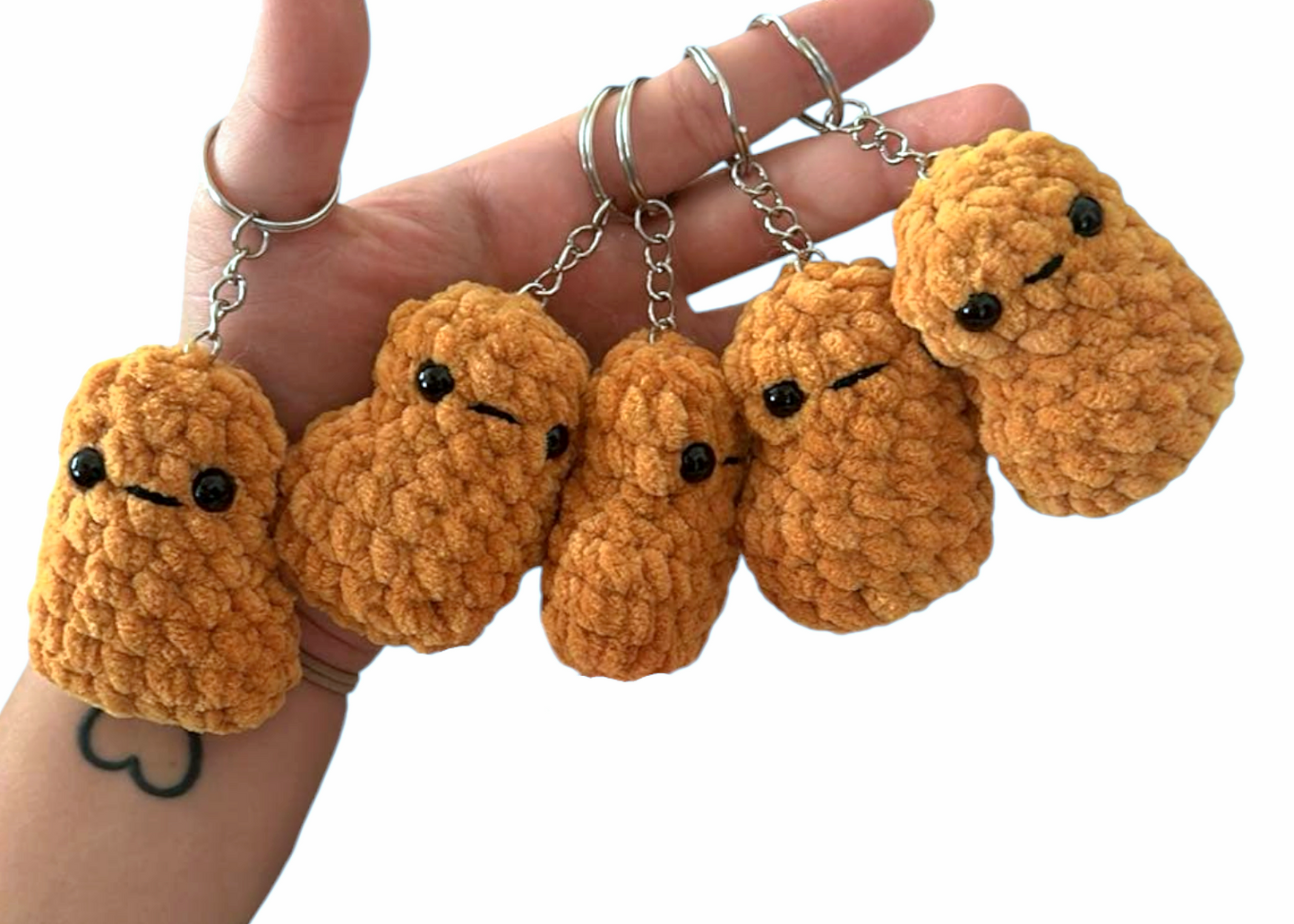 Kawaii Crocheted Chicken Nugget Keychain Crochet toy by Hoshimi Slimes LLC | Hoshimi Slimes LLC