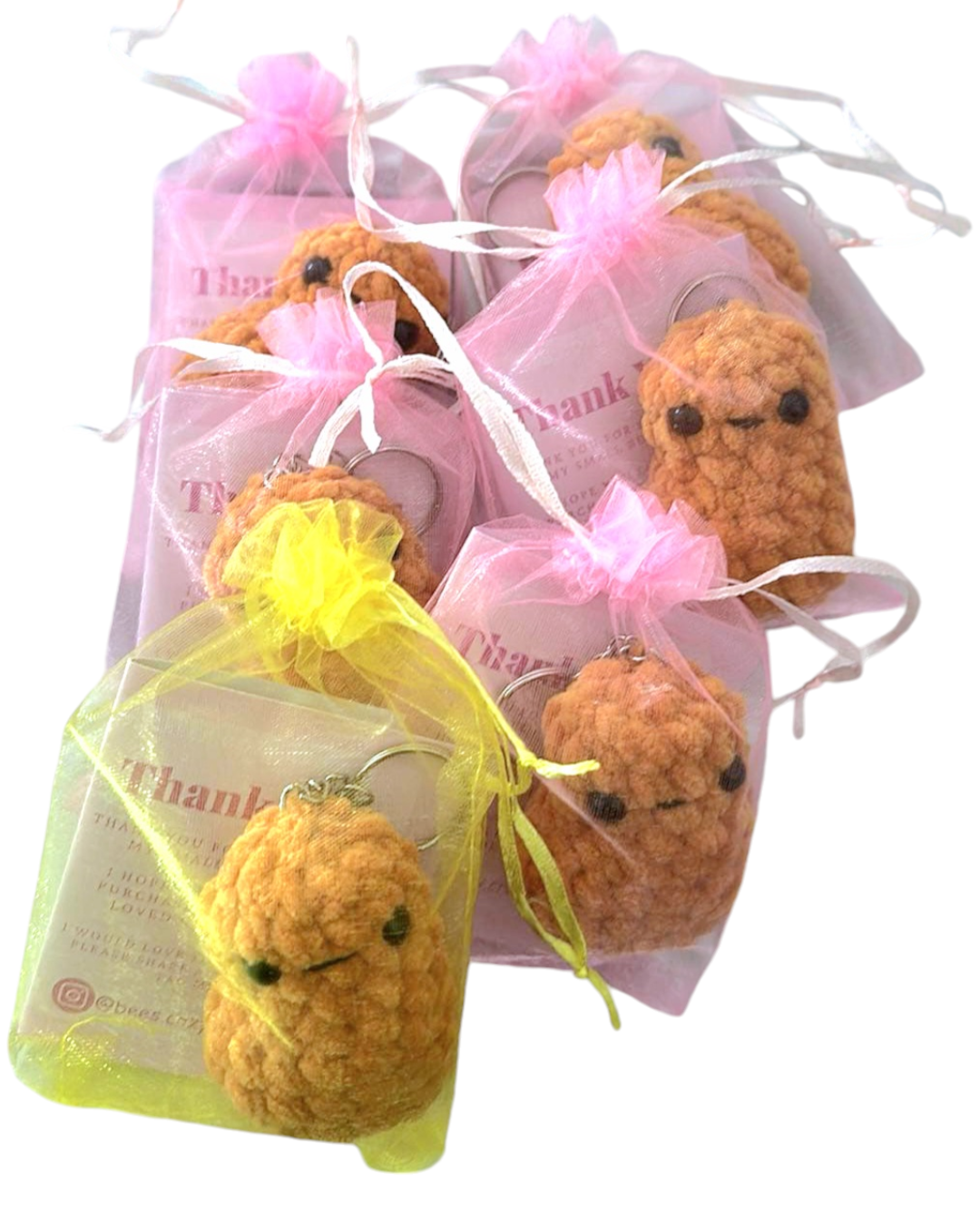 Kawaii Crocheted Chicken Nugget Keychain Crochet toy by Hoshimi Slimes LLC | Hoshimi Slimes LLC