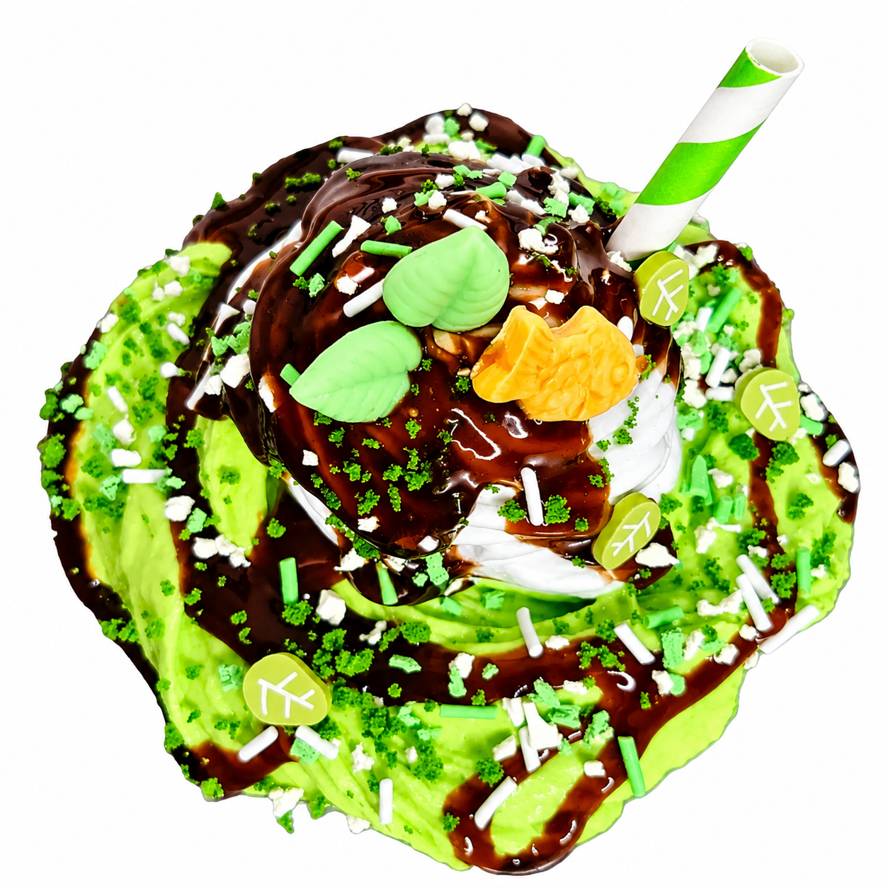 Matcha Sundae Slime – Butter Slime with Clay, Drizzle & Charms
