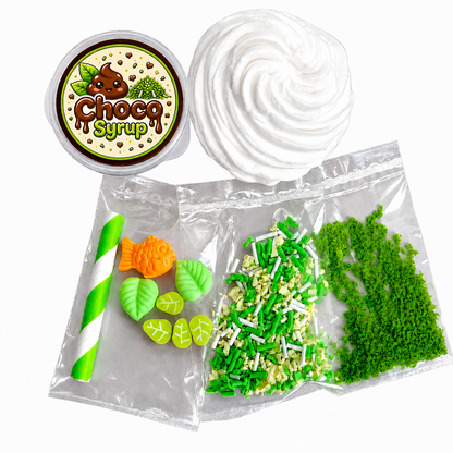 Matcha Sundae Slime – Butter Slime with Clay, Drizzle & Charms