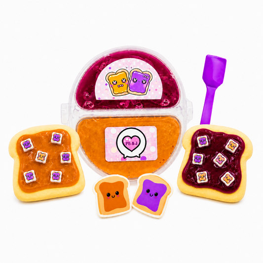 Mini PB&J Slime Kit – DIY Jelly Slime with Clay Toast & Charm