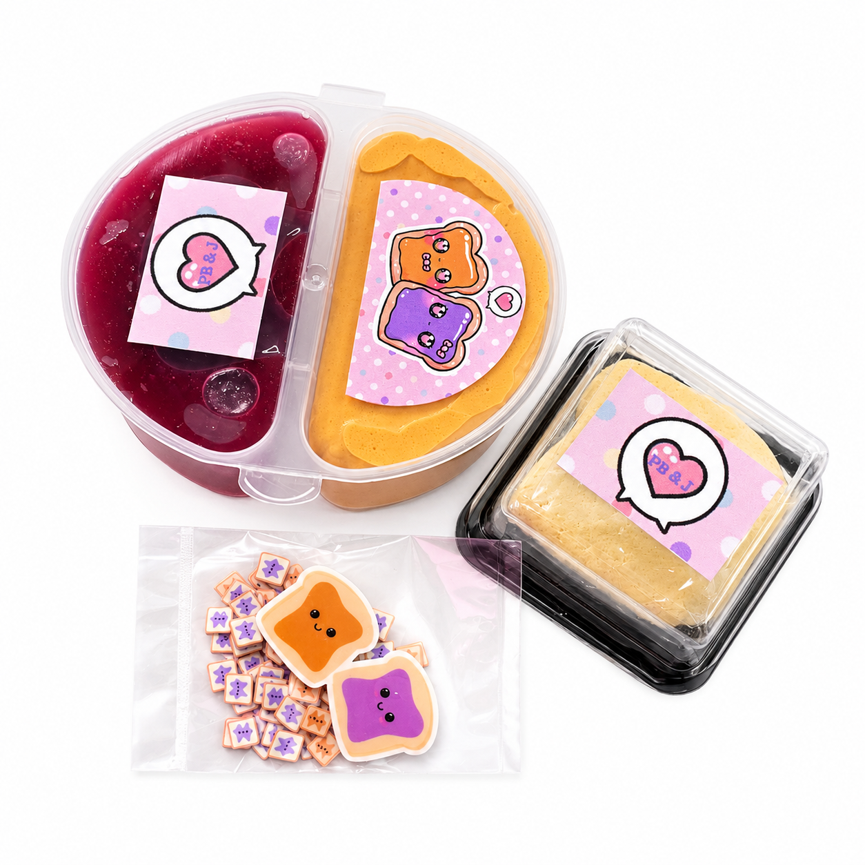 Mini PB&J Slime Kit – DIY Jelly Slime with Clay Toast & Charm