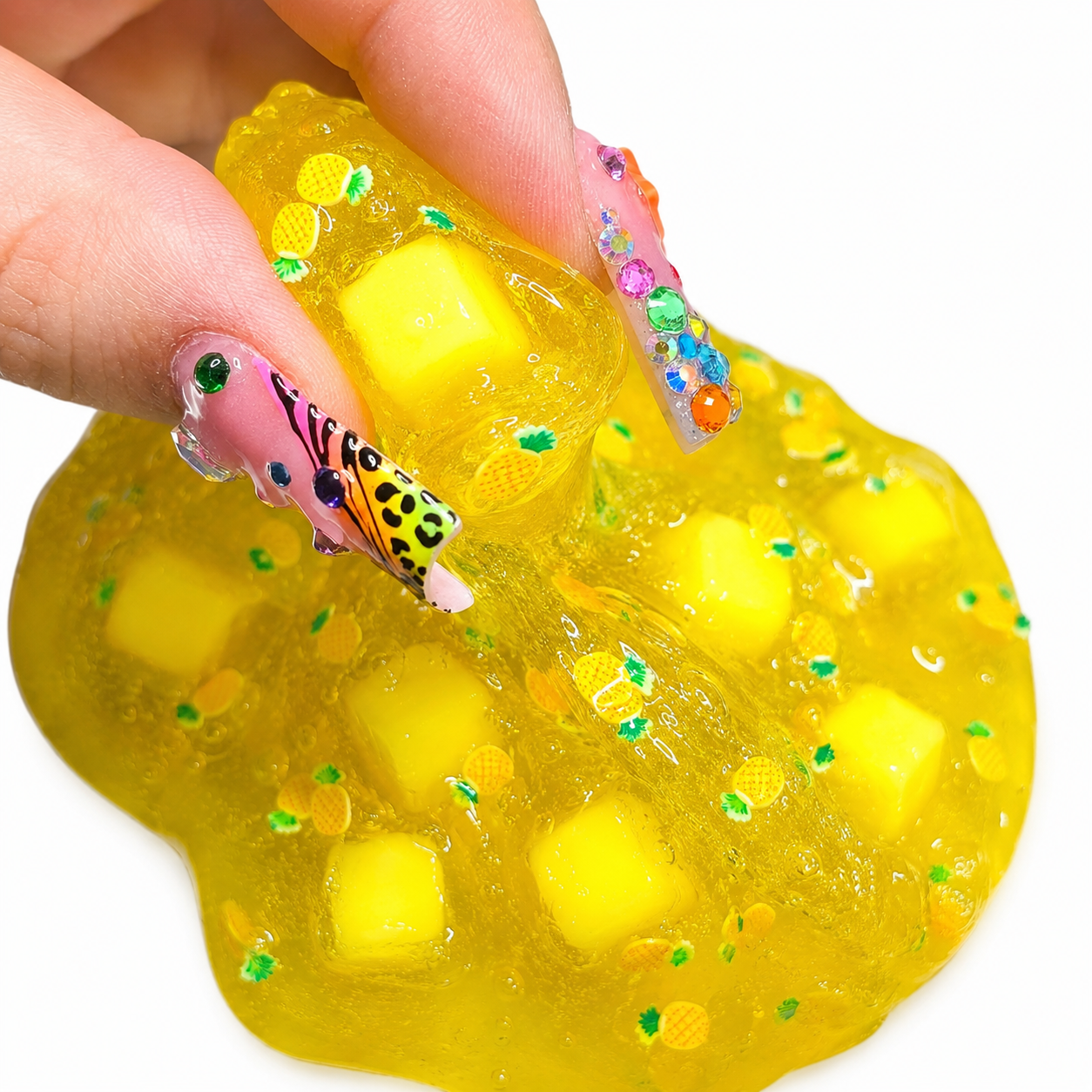 Pineapple Jelly Cube Slime – Clear Crunchy Jelly Slime Scented