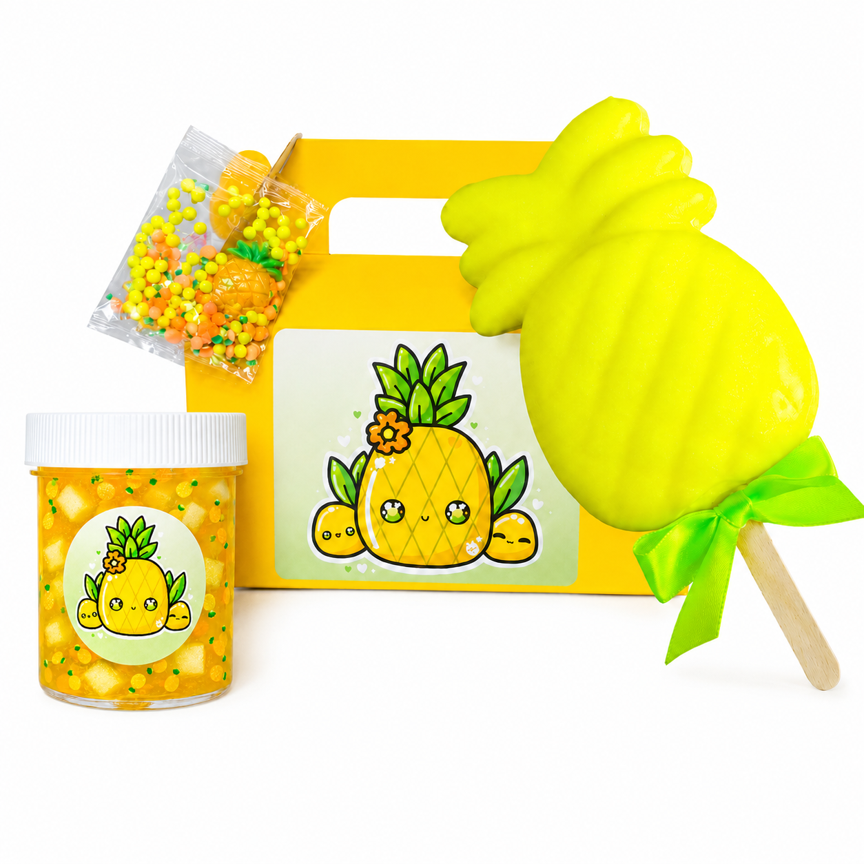 Pineapple Wax Pop Slime Kit – DIY Jelly Cube Slime with Wax Coated Pineapple