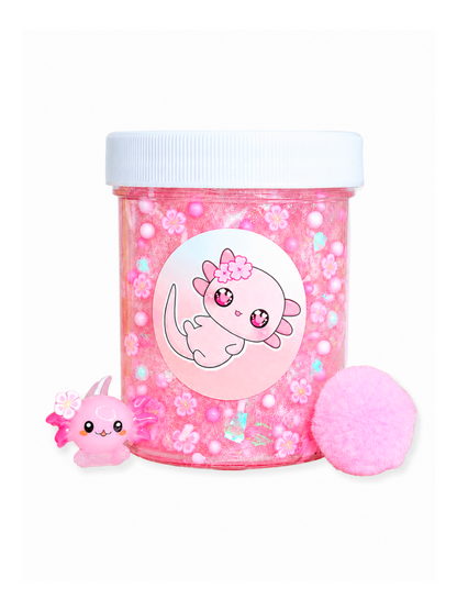 Pinky Axolotl Slime – Pink Clear Pigment Slime & Charms