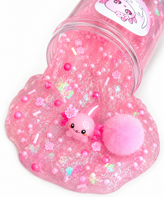 Pinky Axolotl Slime – Pink Clear Pigment Slime & Charms