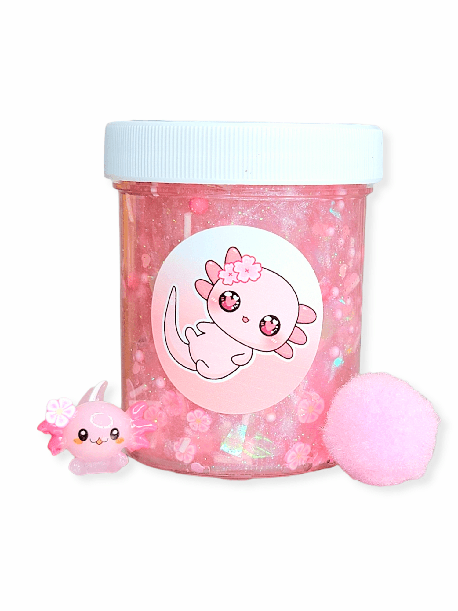 Pinky The Axolotl Handmade Clear Slime 4oz Slime by Hoshimi Slimes LLC | Hoshimi Slimes LLC