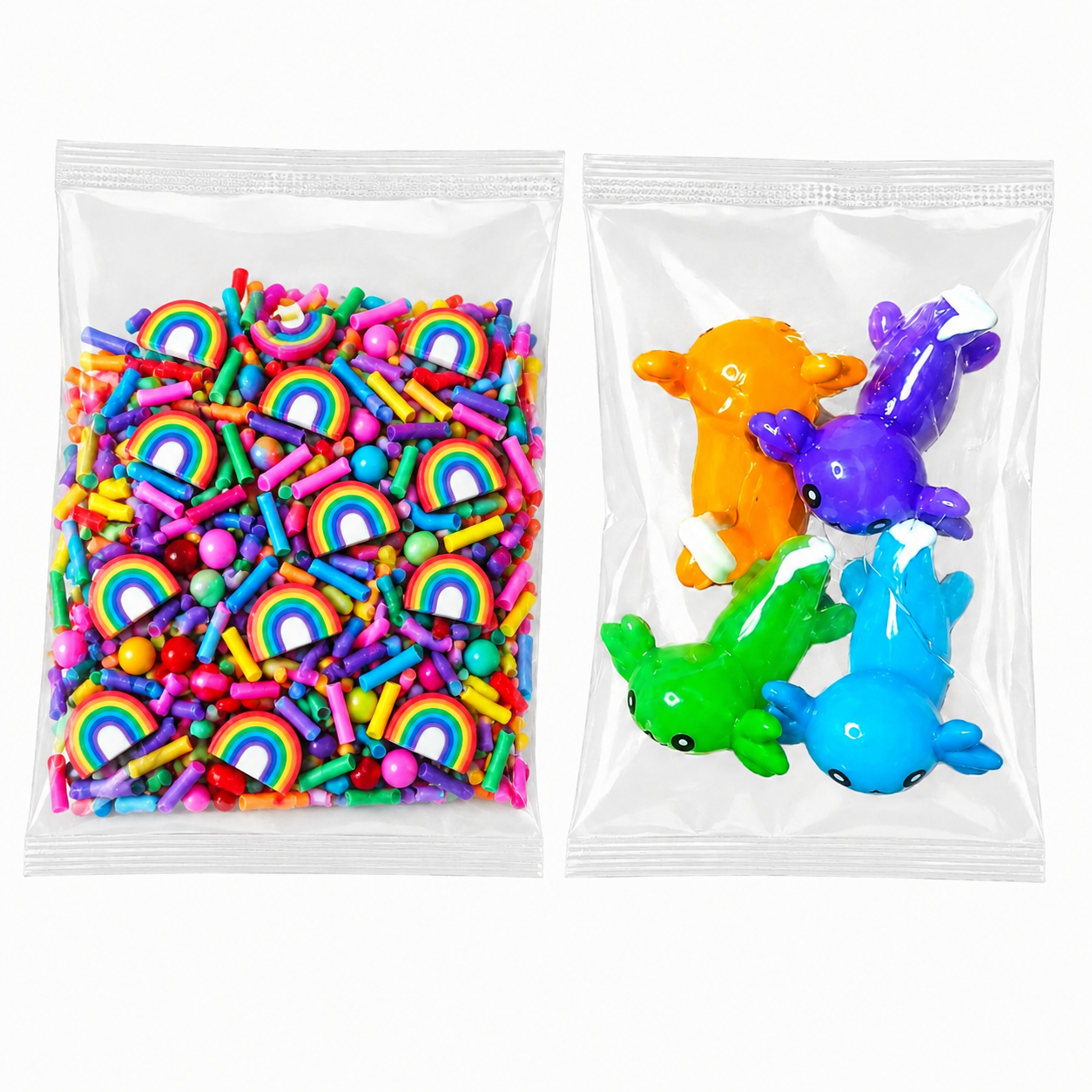 Rainbow Axolotl Slime Set – 4pc Scented Jelly Slimes with Charms