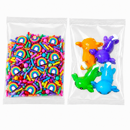Rainbow Axolotl Slime Set – 4pc Scented Jelly Slimes with Charms
