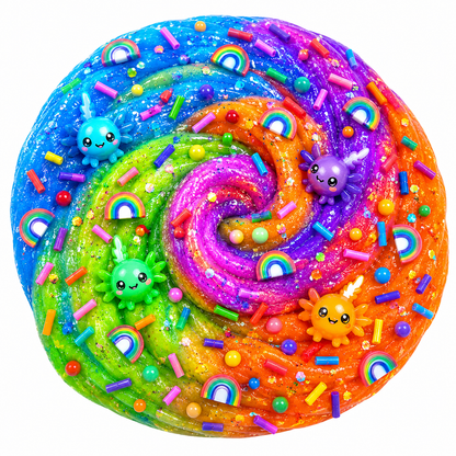 Rainbow Axolotl Slime Set – 4pc Scented Jelly Slimes with Charms