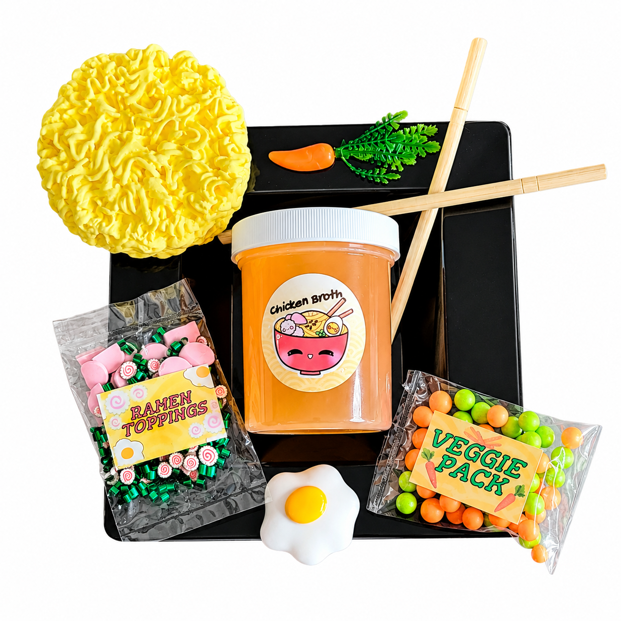 Ramen Slime Kit – DIY Clear Slime with Clay Noodles & Toppings