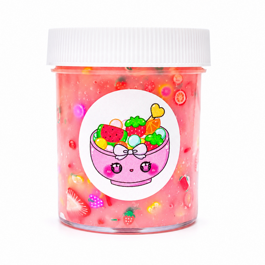 Hwachae Fruit Bowl Slime – Clear Glossy Slime Fruit Milk Scented