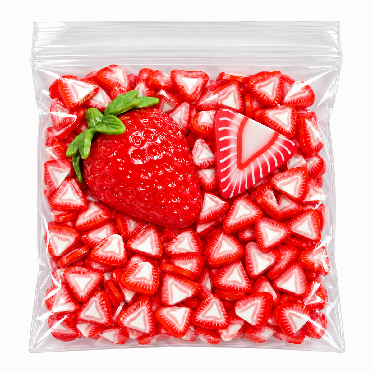 Strawberry charms and fimo slices included with Strawberry Cheesecake Hybrid Slime