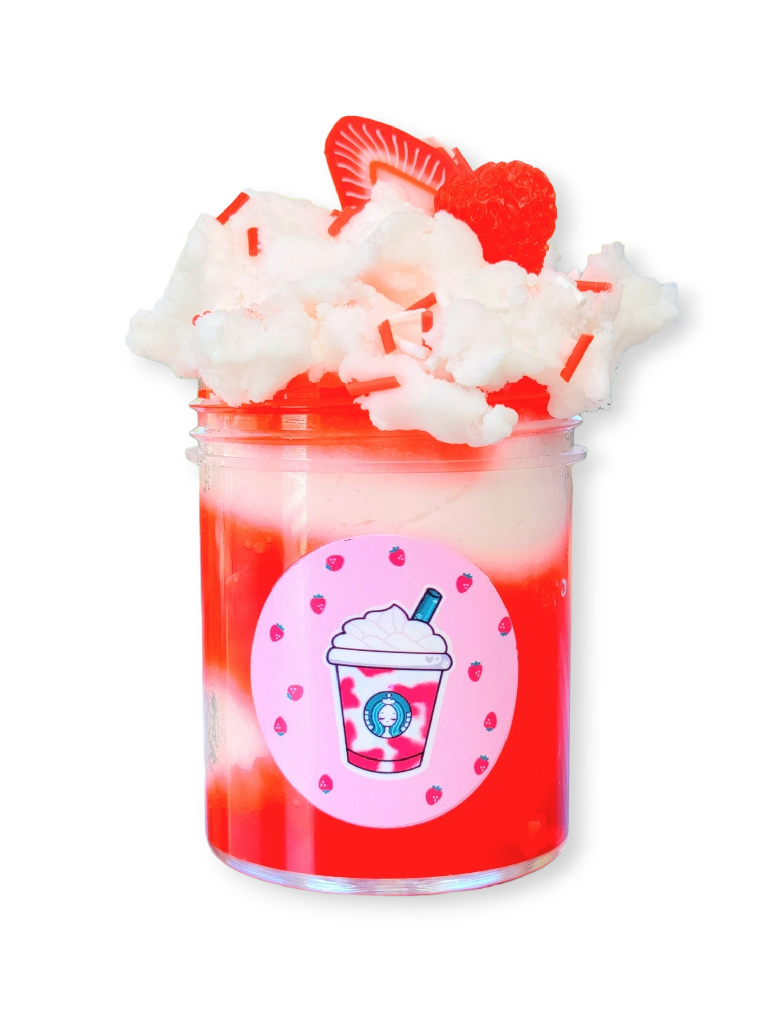 Strawberry & Cream Frappe Handmade Hybrid Slime 6oz Slime by Hoshimi Slimes LLC | Hoshimi Slimes LLC