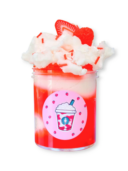 Strawberry & Cream Frappe Handmade Hybrid Slime 6oz Slime by Hoshimi Slimes LLC | Hoshimi Slimes LLC