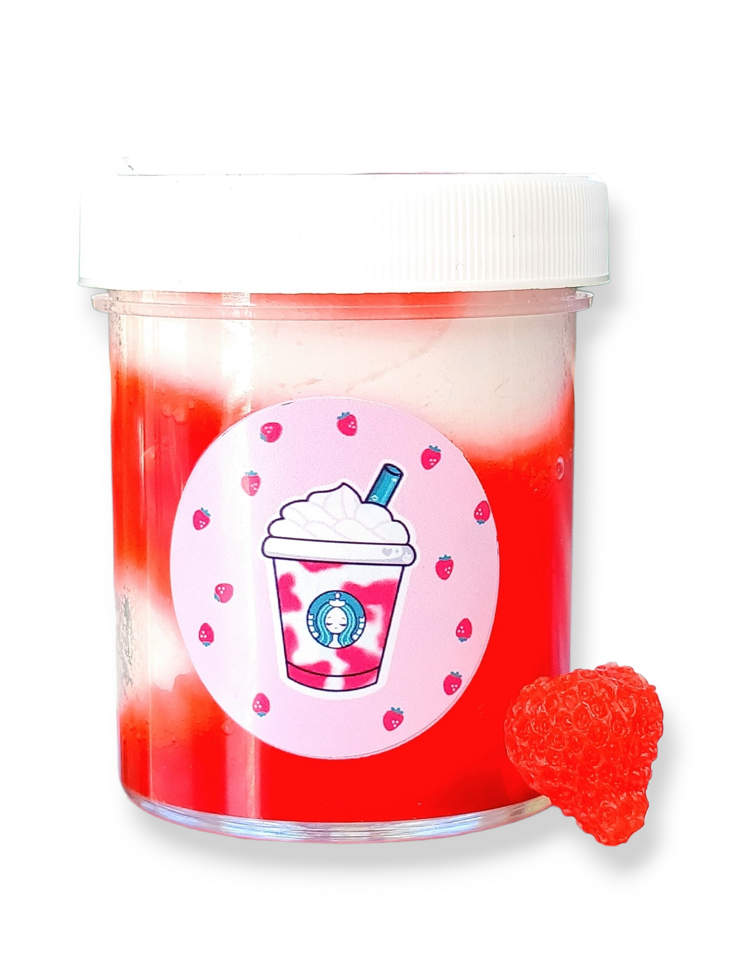 Strawberry & Cream Frappe Handmade Hybrid Slime Slime by Hoshimi Slimes LLC | Hoshimi Slimes LLC